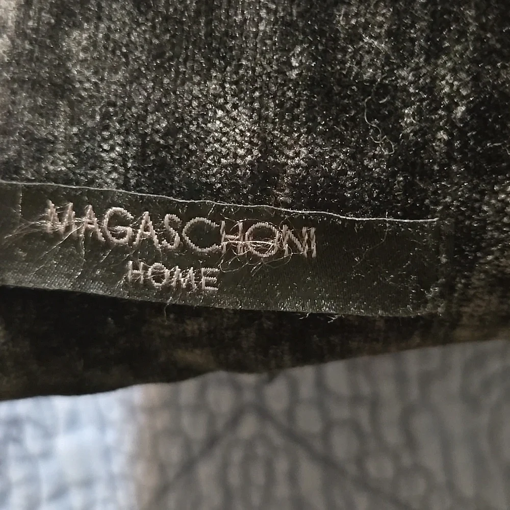 Magaschoni Home Ghost Patterned Black Velvet & Rhinestone  Halloween Pillow